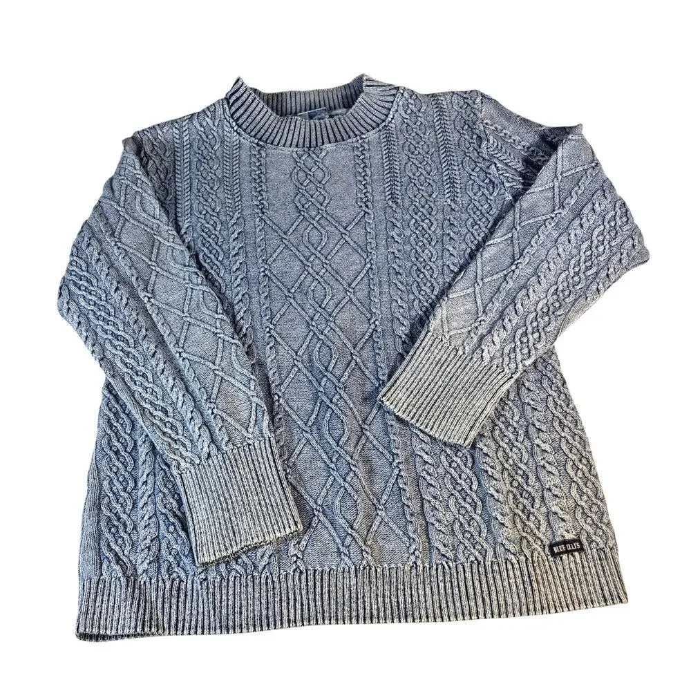 Vintage Blue Willi's Indigo-Dyed Cotton Cable Knit Fisherman's Sweater XXL